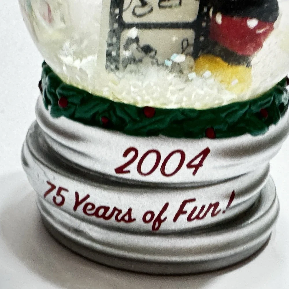 Disney JCPenny Exclusive Mini Globe  Mickey 2004 75 Years of Fun  With Box 2.5